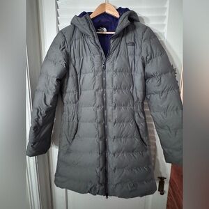 The North Face Womens Gotham II Down Parka - Gray w purple lining size Large
